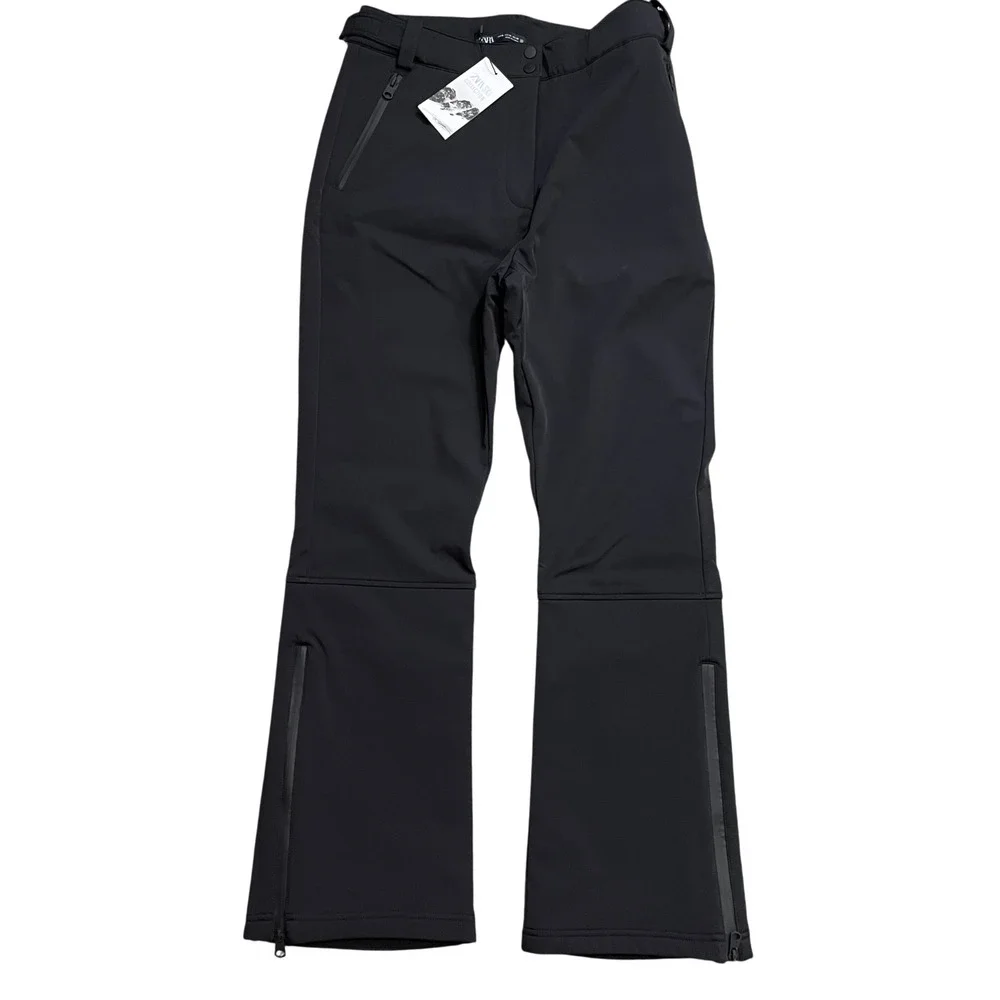 Zara Black X-Large New w/Tags‎ Ski Pants Slim Polyamide Blend Zip Leg